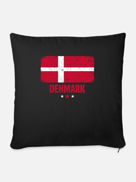 Dänemark Dänische Flagge - Sofakissen mit Füllung 45 x 45 cm - Schwarz