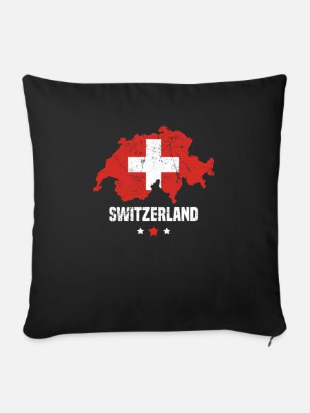 Schweiz Flagge Schweizer - Sofakissen mit Füllung 45 x 45 cm - Schwarz