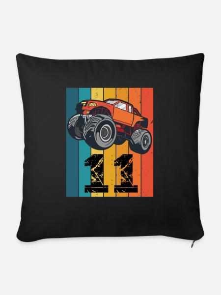 Monstertruck Geburtstag 11 Jahre Junge - Sofakissen mit Füllung 45 x 45 cm - Schwarz
