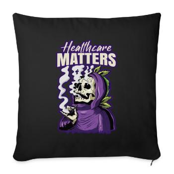 Healthcare Matters Cannabis Lover THC Mauvaise herbe médicale - Coussin et housse de 45 x 45 cm - noir - Devant