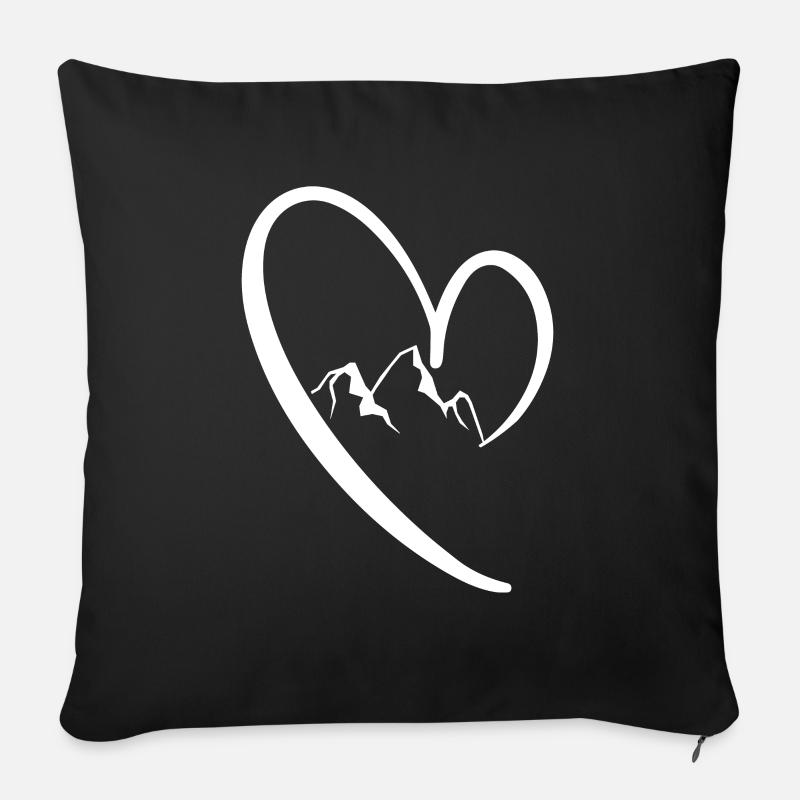 Herz - Berg - (23) - Sofakissen mit Füllung 45 x 45 cm - Schwarz