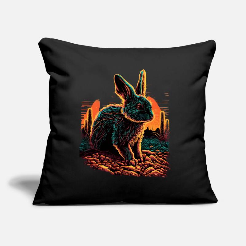 Cadeau Rabbit Synthwave Sunset Coussin et housse de 45 x 45 cm