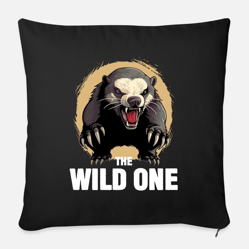 Honigdachs Der Wilde - Sofakissen mit Füllung 45 x 45 cm - Schwarz