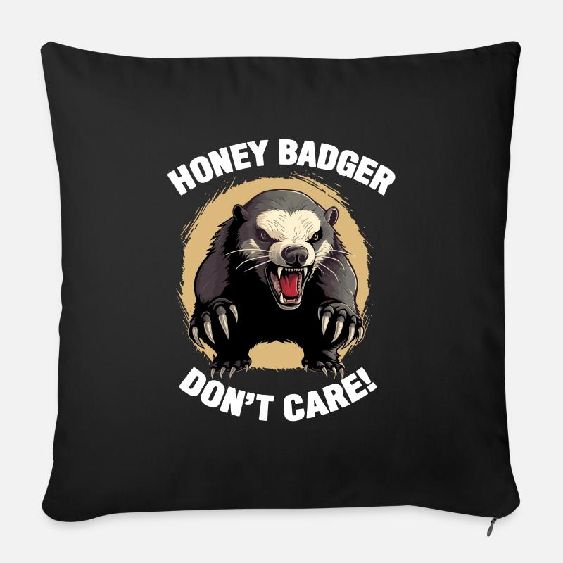 Honey Badger Dont Fact - Coussin et housse de 45 x 45 cm - noir
