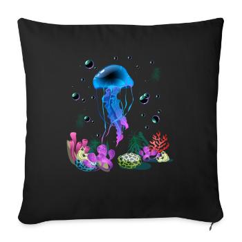 Vacances mer été animaux marins - Coussin et housse de 45 x 45 cm - noir - Devant