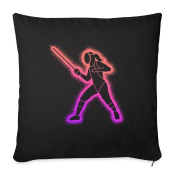 Fechter Fechtkunst Kinder Damen Mädchen Fechten - Sofakissen mit Füllung 45 x 45 cm - Schwarz - Vorne