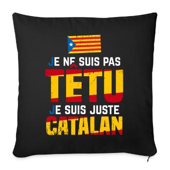 Catalan humour Espagne têtu phrase drôle Catalogne - Coussin et housse de 45 x 45 cm - noir - Devant