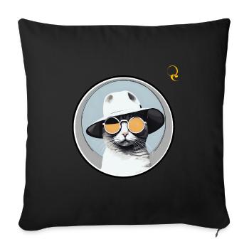 CHAT STYLÉ - Coussin et housse de 45 x 45 cm - noir - Devant