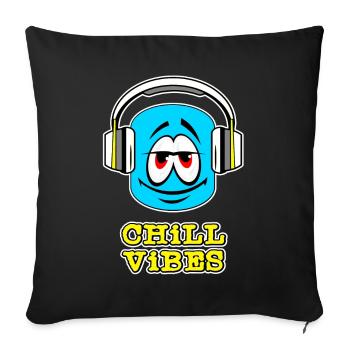 chill vibes avec des écouteurs - Coussin et housse de 45 x 45 cm - noir - Devant