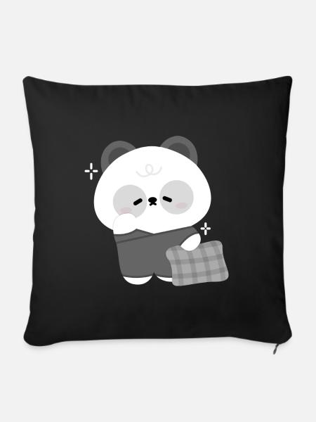 Schläfriger Panda - Sofakissen mit Füllung 45 x 45 cm - Schwarz