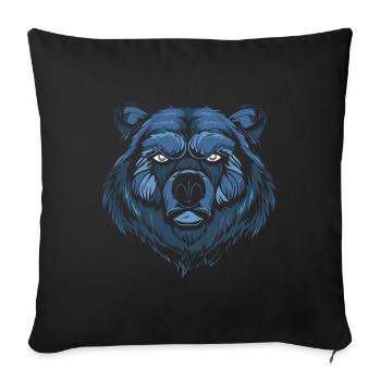 Cooler Bär Braunbär Grizzly Kopf Raubtier Grafik - Sofakissen mit Füllung 45 x 45 cm - Schwarz - Vorne