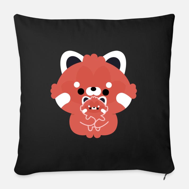 Panda roux Amour - Coussin et housse de 45 x 45 cm - noir