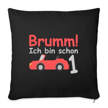 Geburtstagsshirt 1 jahr Rennwagen Auto Baby Junge - Sofakissen mit Füllung 45 x 45 cm - Schwarz - Vorne