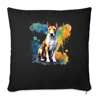 Bull Terrier Splash Art peinture - Coussin et housse de 45 x 45 cm - noir - Devant