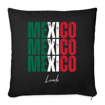 Drapeau du Mexique, fierté mexicaine - Coussin et housse de 45 x 45 cm - noir - Devant