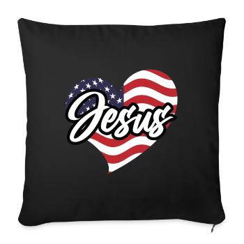 Jesus Heart American flag - Sofa pillow with filling 45cm x 45cm - black - Front