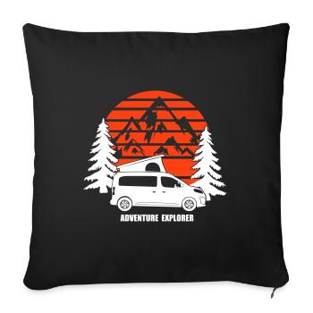Adventure Explorer Van - Sofakissen mit Füllung 45 x 45 cm - Schwarz - Vorne