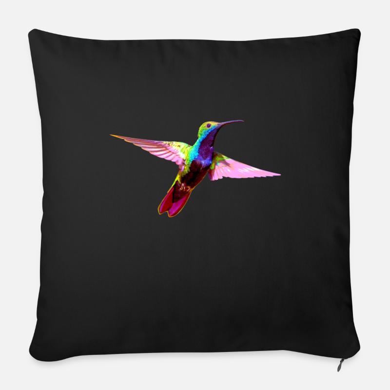 Colibri coloré - Coussin et housse de 45 x 45 cm - noir