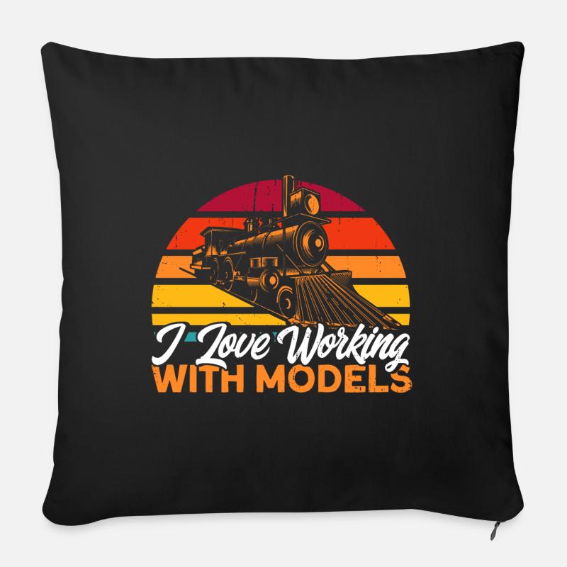 Model Railway Trains Train Ride Gift - Sofa pillow with filling 45cm x 45cm - black