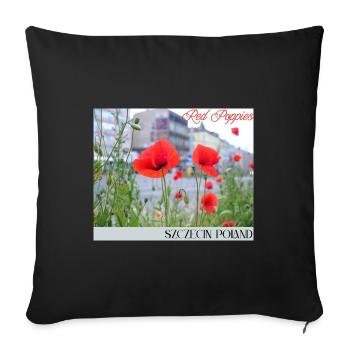 Red Poppies Szczecin Poland - Sofa pillow with filling 45cm x 45cm - black - Front