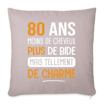 80 ans plus de charme cadeau anniversaire 80 ans - Coussin et housse de 45 x 45 cm - taupe clair - Devant