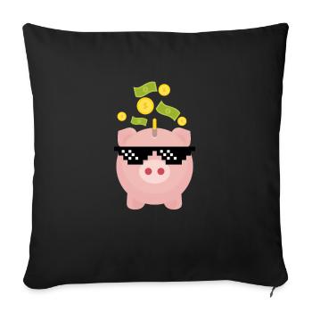 Cool piggy bank - Sofa pillow with filling 45cm x 45cm - black - Front