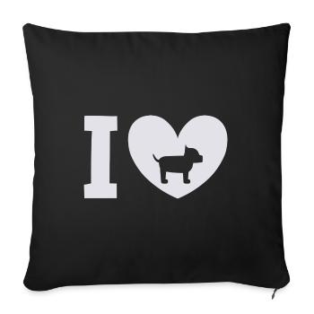 J’aime les chiens, les amoureux des chiens, l’amour des chiens, les amoureux des animaux - Coussin et housse de 45 x 45 cm - noir - Devant