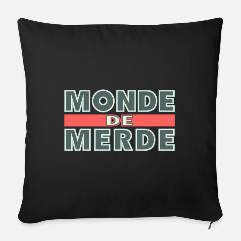 Monde de Merde - Coussin et housse de 45 x 45 cm - noir