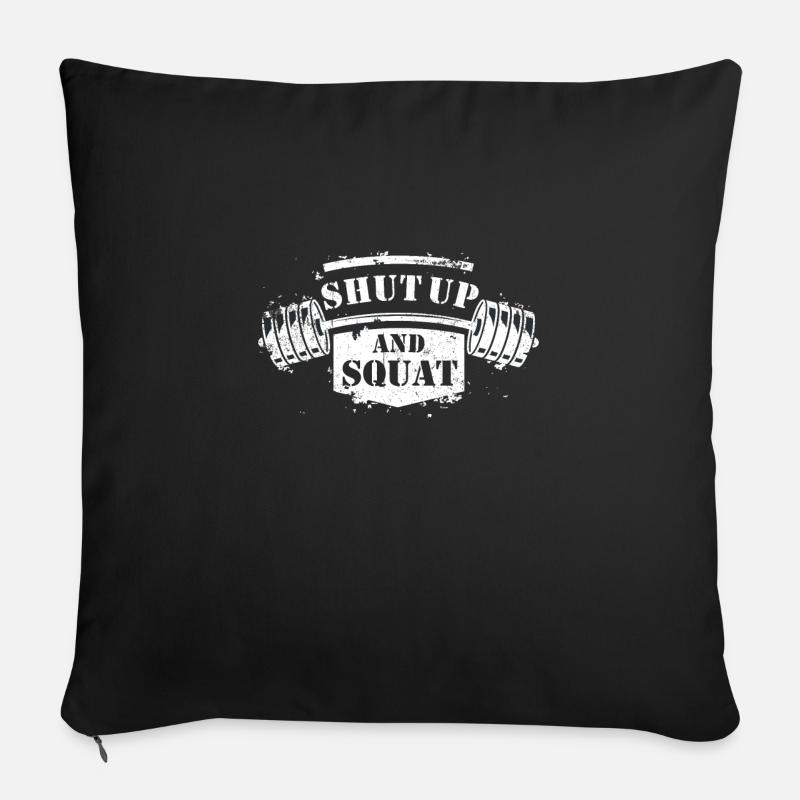 Shut Up and Squat Bodybuilding Sofakissen mit Füllung 45 x 45 cm