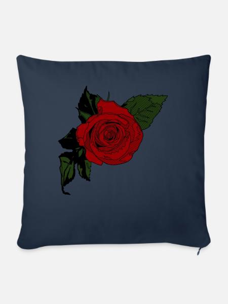 Rote Rose Tatoo - Sofakissen mit Füllung 45 x 45 cm - Navy