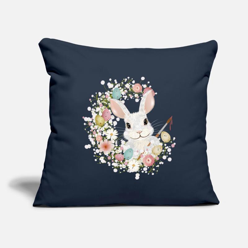 White Rabbit with Easter Eggs & Brush for Easter Sofa pillow with filling 45cm x 45cm