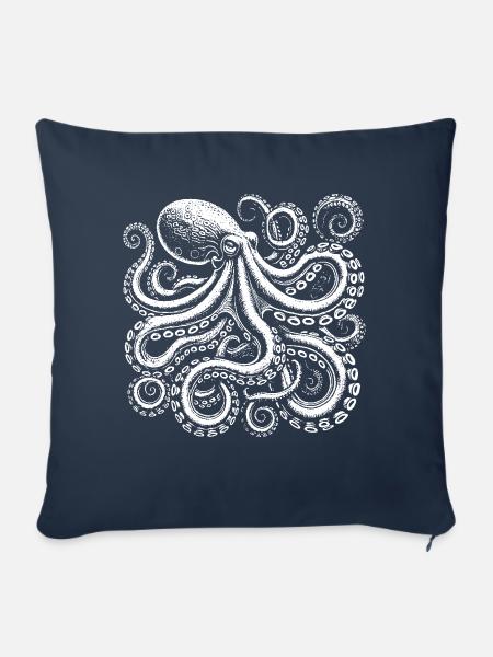Schwarzer Oktopus - Sofakissen mit Füllung 45 x 45 cm - Navy