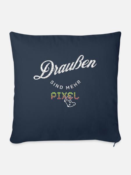 Draußen sind mehr Pixel - Sofakissen mit Füllung 45 x 45 cm - Navy