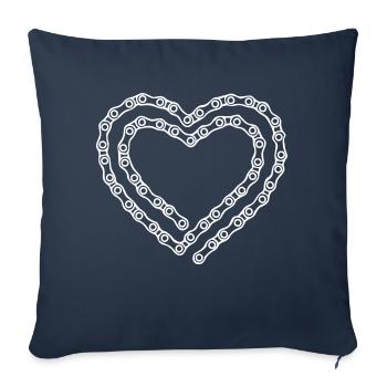 Love to Bike Bicycle Chain Changement de couleur du cœur - Coussin et housse de 45 x 45 cm - bleu marine - Devant