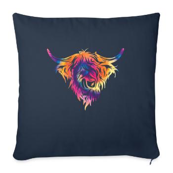 Highland cow - Sofa pillow with filling 45cm x 45cm - navy - Front
