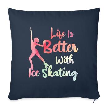 Patinage - Coussin et housse de 45 x 45 cm - bleu marine - Devant