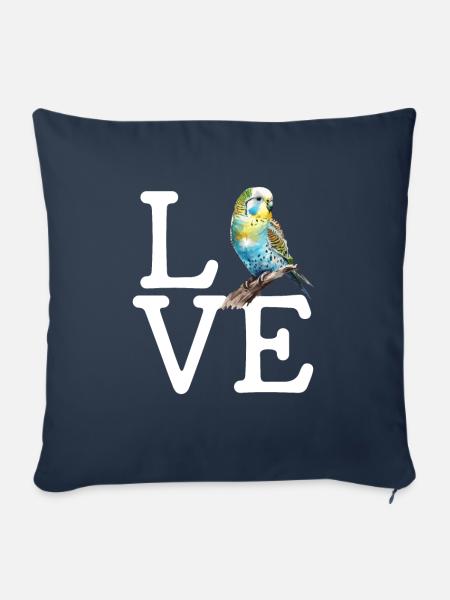 budgerigar parakeet, Budgie - Sofakissen mit Füllung 45 x 45 cm - Navy