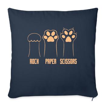 Pierre Papier Ciseaux Jeu De Main Drôle Chat Enfants - Coussin et housse de 45 x 45 cm - bleu marine - Devant