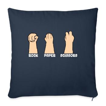 Pierre Papier Ciseaux Jeu De Main Drôle Chat Enfants - Coussin et housse de 45 x 45 cm - bleu marine - Devant