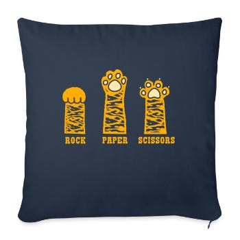 Pierre Papier Ciseaux Jeu De Main Drôle Chat Enfants - Coussin et housse de 45 x 45 cm - bleu marine - Devant