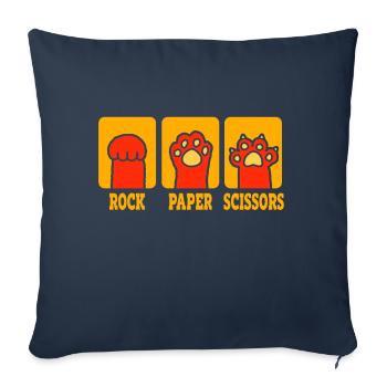 Pierre Papier Ciseaux Jeu De Main Drôle Chat Enfants - Coussin et housse de 45 x 45 cm - bleu marine - Devant