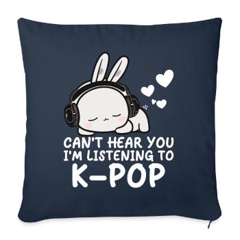 Je ne t’entends pas, j’écoute Kpop Rabbit K-pop - Coussin et housse de 45 x 45 cm - bleu marine - Devant