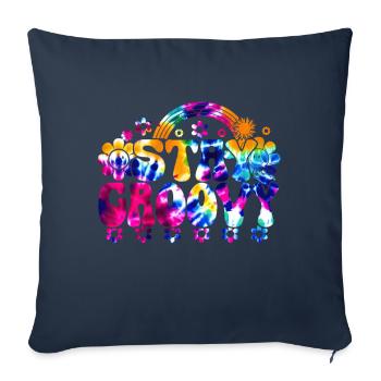 Groovy Tie Dye rétro des années 70 Hippie Vintage - Coussin et housse de 45 x 45 cm - bleu marine - Devant