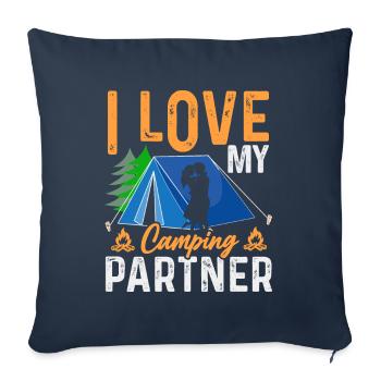 Mari Et Femme Camping Partenaire Couple Assorti - Coussin et housse de 45 x 45 cm - bleu marine - Devant