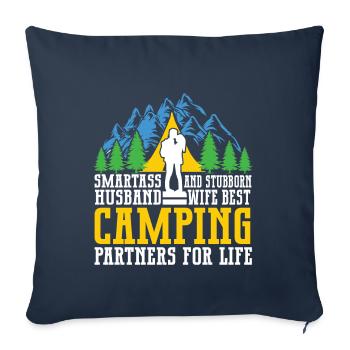 Mari Et Femme Camping Partenaire Couple Assorti - Coussin et housse de 45 x 45 cm - bleu marine - Devant