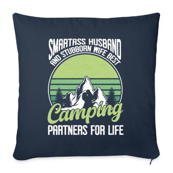 Mari Et Femme Camping Partenaire Couple Assorti - Coussin et housse de 45 x 45 cm - bleu marine - Devant