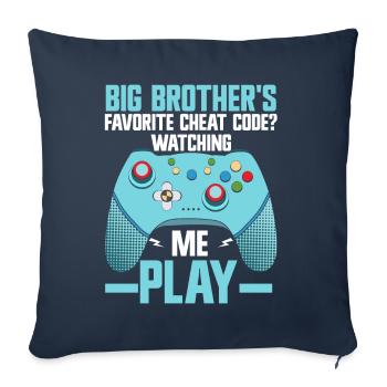Big Brother Video Gamer New Brother Gaming - Coussin et housse de 45 x 45 cm - bleu marine - Devant