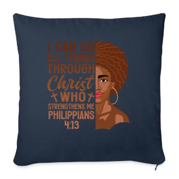 Je peux tout faire par Christ Afro-Américain - Coussin et housse de 45 x 45 cm - bleu marine - Devant