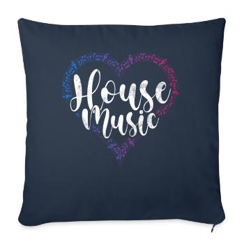 House Music, EDM, Rave, DJ, Electro, Deep House, Amoureux - Coussin et housse de 45 x 45 cm - bleu marine - Devant