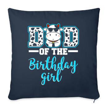 Papa Cowboy anniversaire famille match fête - Coussin et housse de 45 x 45 cm - bleu marine - Devant